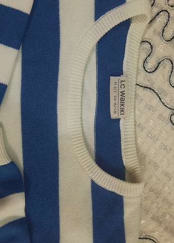 Mavi Beyaz Çizgili Triko - Görsel 8