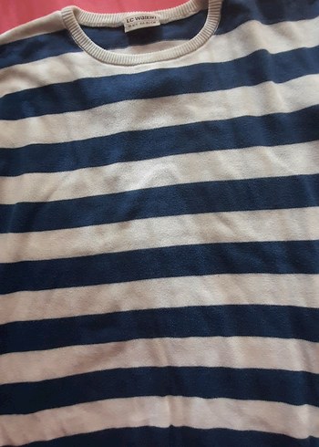 Mavi Beyaz Çizgili Triko - Görsel 5