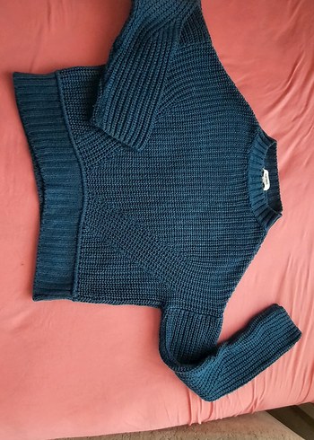 Kadın Lacivert Balıkçı Yaka crop kazak - Görsel 4