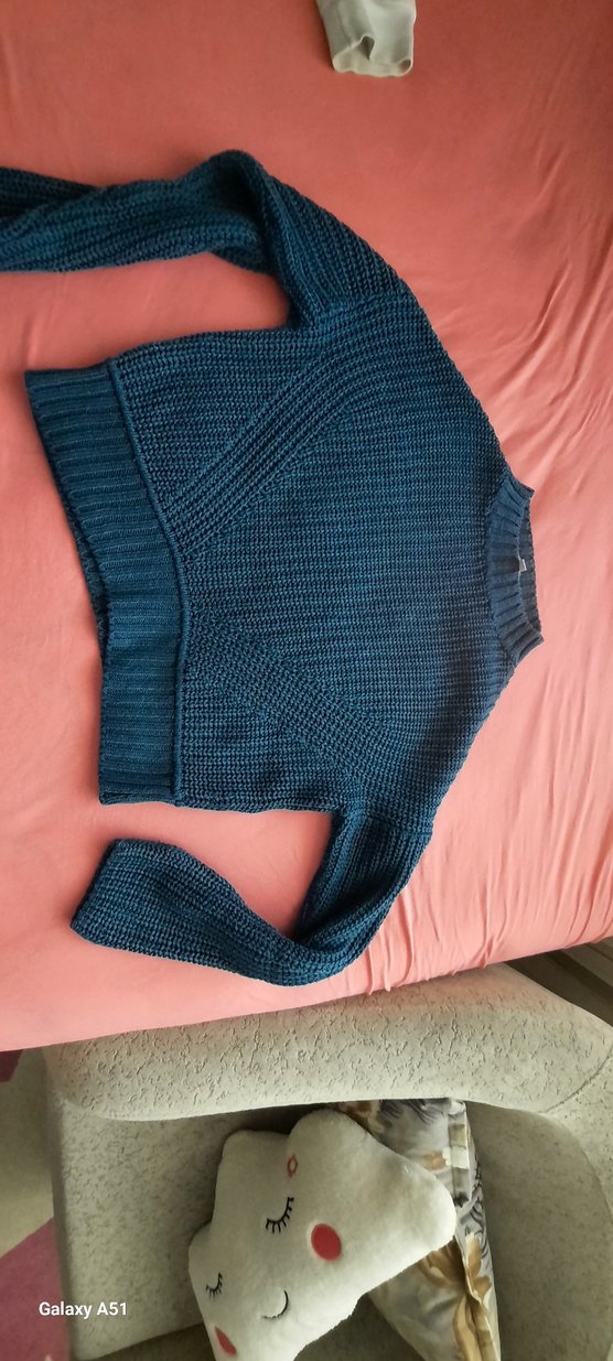 Kadın Lacivert Balıkçı Yaka crop kazak - Görsel 3