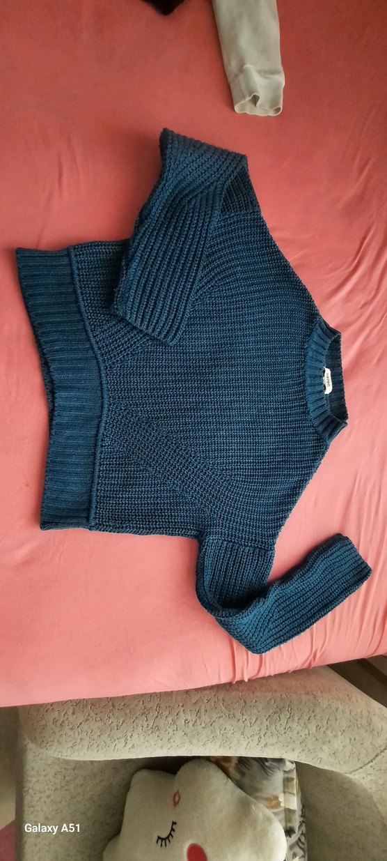 Kadın Lacivert Balıkçı Yaka crop kazak - Görsel 4