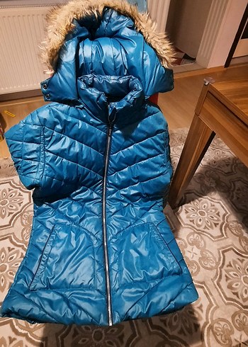 Mavi Kürklü Kışlık Mont - Görsel 10