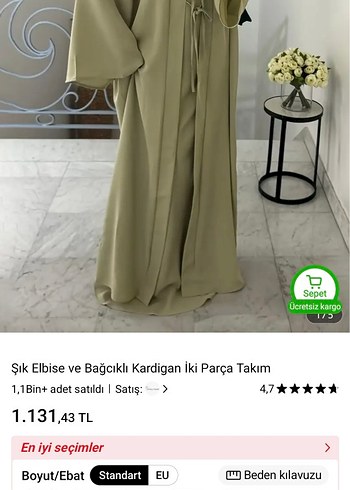 Kadın Haki Bağlamalı Uzun Elbise