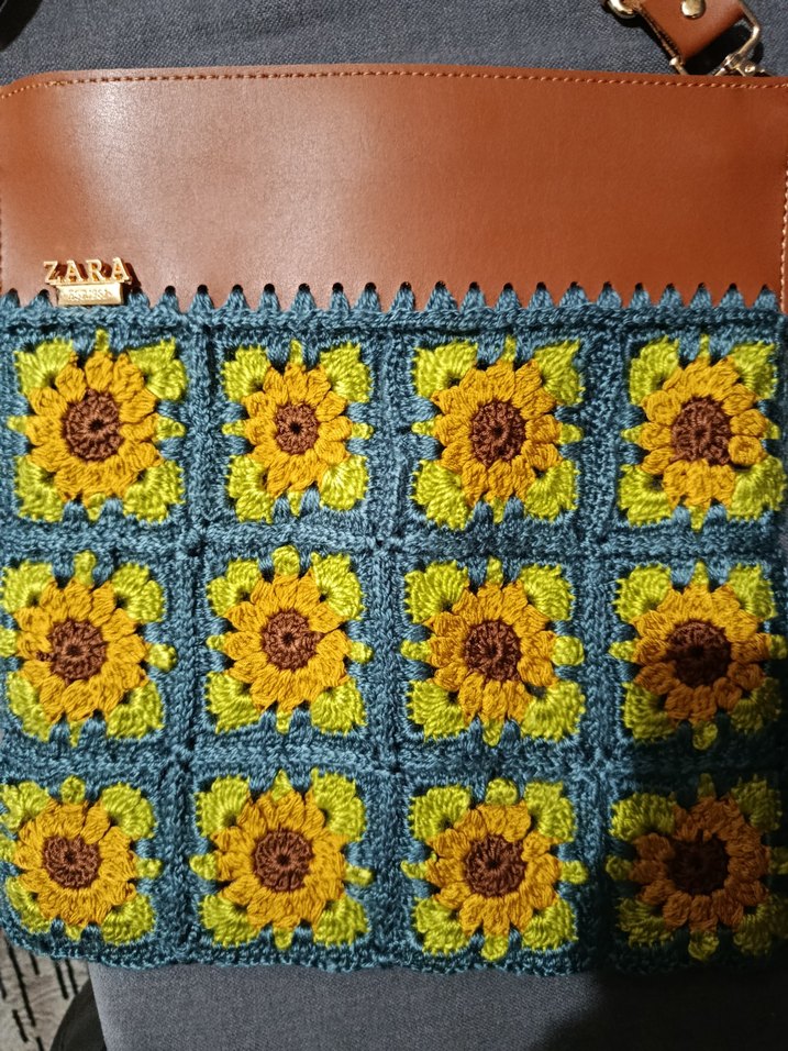 Çiçek Desenli Örgü Bohem Kadın Çanta - Görsel 2