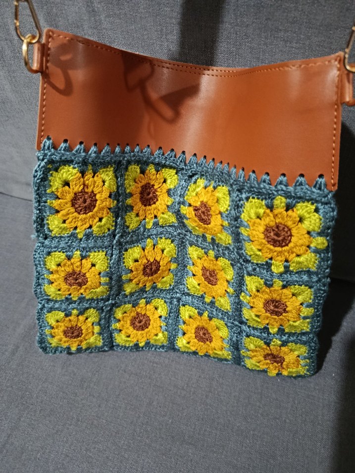 Çiçek Desenli Örgü Bohem Kadın Çanta - Görsel 3