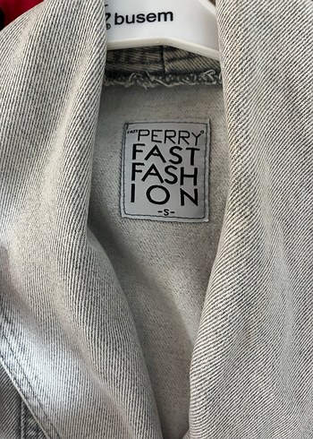 Gri Kadın oversize Denim Ceket Düğmeli Midi Boy - Görsel 2