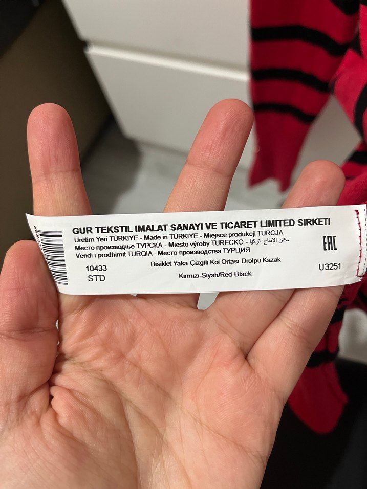 DİLVİN Kırmızı Siyah Çizgili Kadın Triko Kazak - Görsel 4