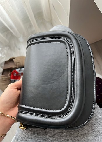 Zara Modern Klasik Siyah Deri Kadın Çanta - Görsel 7