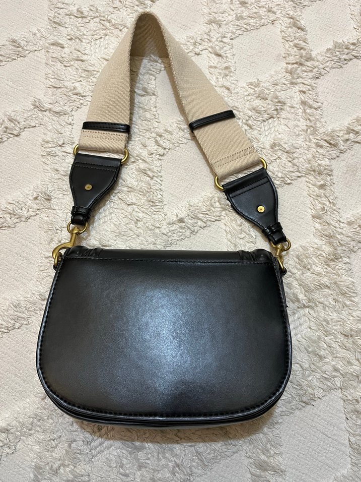 Zara Modern Klasik Siyah Deri Kadın Çanta - Görsel 4