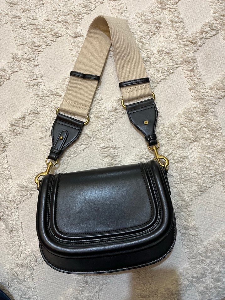 Zara Modern Klasik Siyah Deri Kadın Çanta - Görsel 3