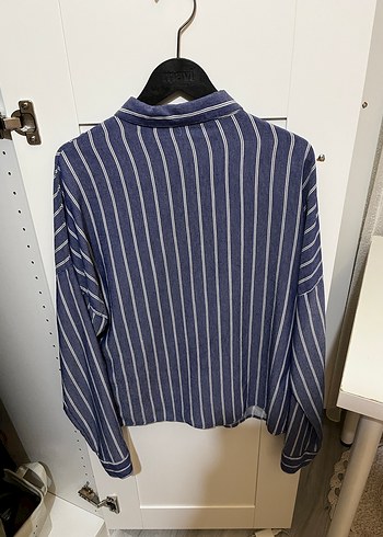 MAVİ Çizgili Mavi Gömlek - Görsel 2