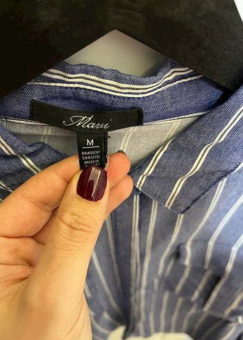 MAVİ Çizgili Mavi Gömlek - Görsel 3