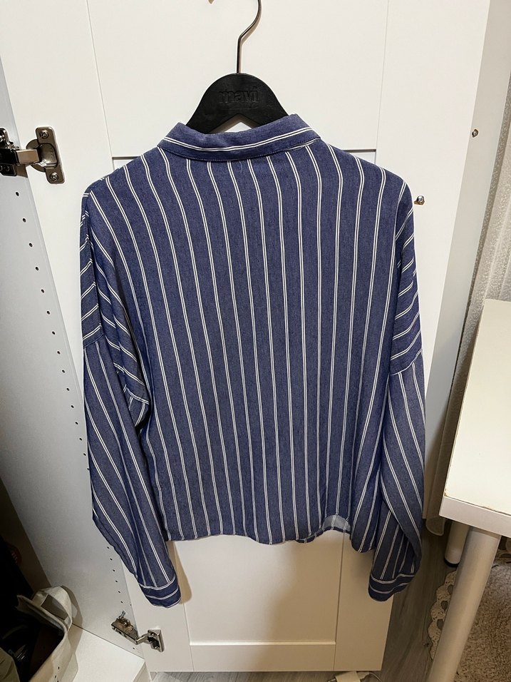 MAVİ Çizgili Mavi Gömlek - Görsel 2