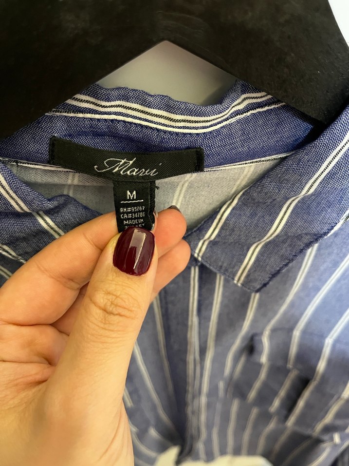 MAVİ Çizgili Mavi Gömlek - Görsel 3