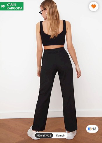 Trendyol millaSiyah Regular Fit Kumaş Kadın Pantolon - Görsel 2