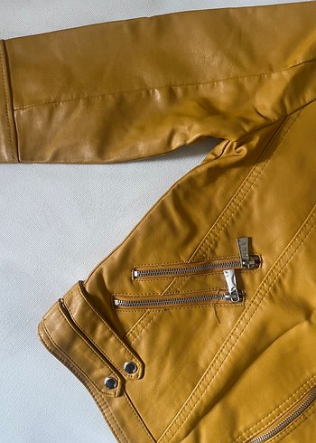 Hardal Sarısı Suni Deri Ceket - Görsel 3