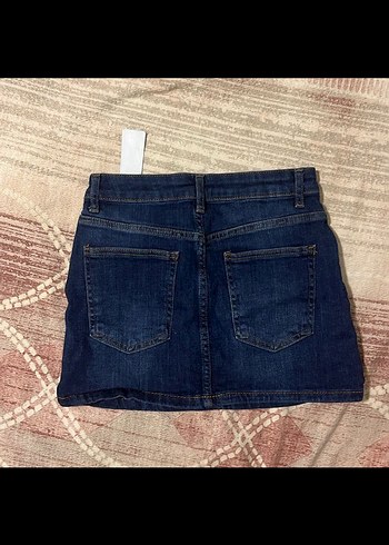 32 Beden Lacivert Denim Mini kot Etek