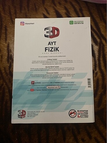  3d yayınları ayt fizik soru bankası