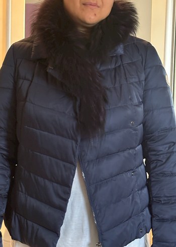 Kadın Gri Midi Mont, Kürklü, Dar Kesim - Görsel 7