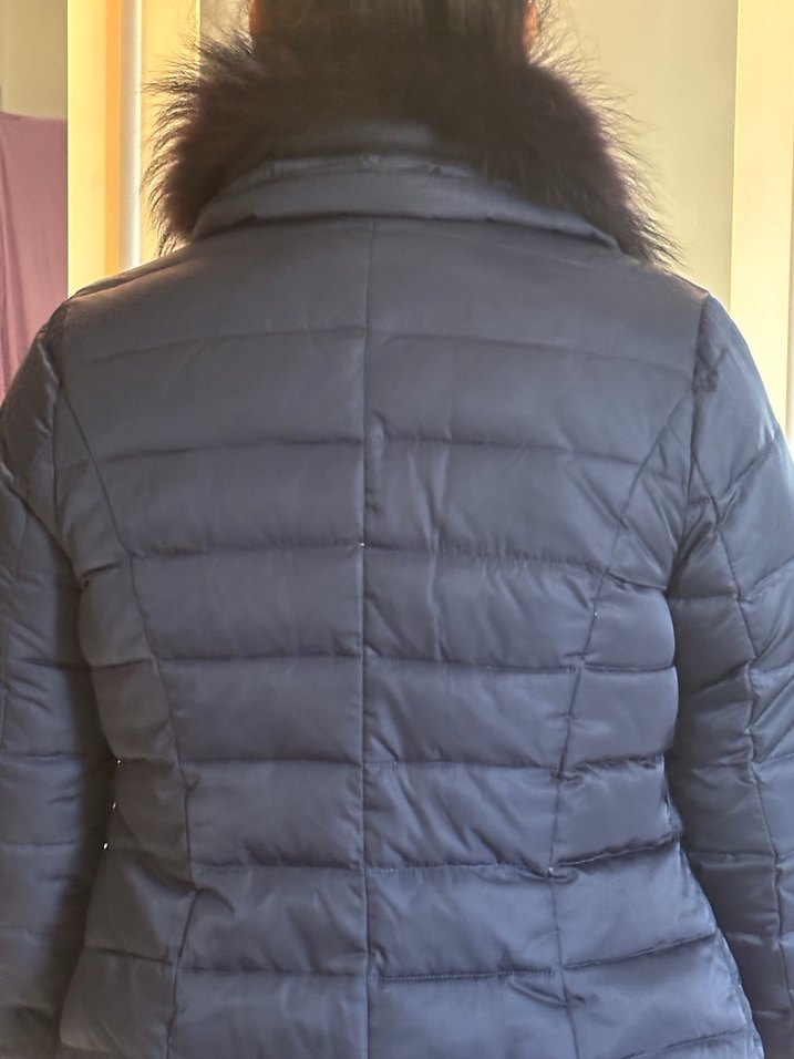 Kadın Gri Midi Mont, Kürklü, Dar Kesim - Görsel 5