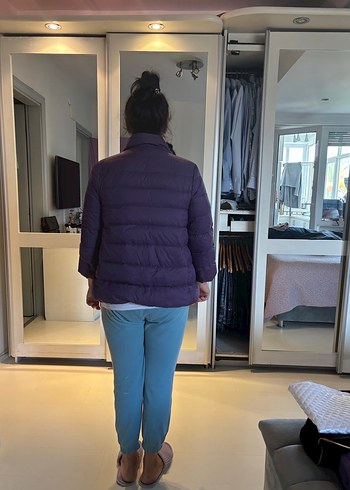 Mor Düğmeli Kadın Kışlık Mont - Görsel 2