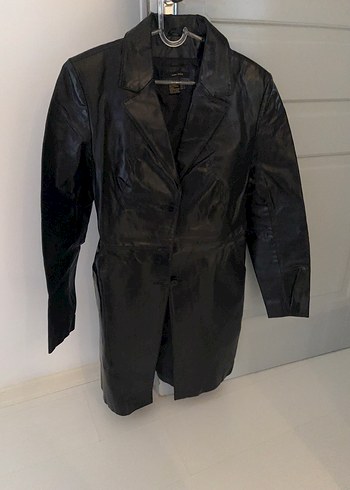 Siyah Düğmeli Deri Kadın Ceket - Görsel 4