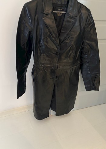 Siyah Düğmeli Deri Kadın Ceket - Görsel 3