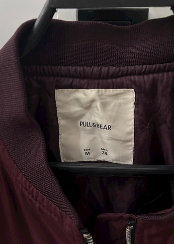 Bordo Fermuarlı erkek bomber Ceket - Görsel 2