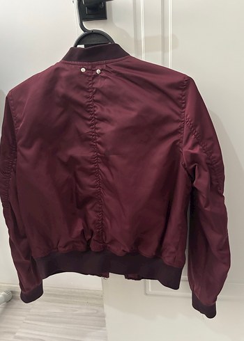 Bordo Fermuarlı erkek bomber Ceket - Görsel 3