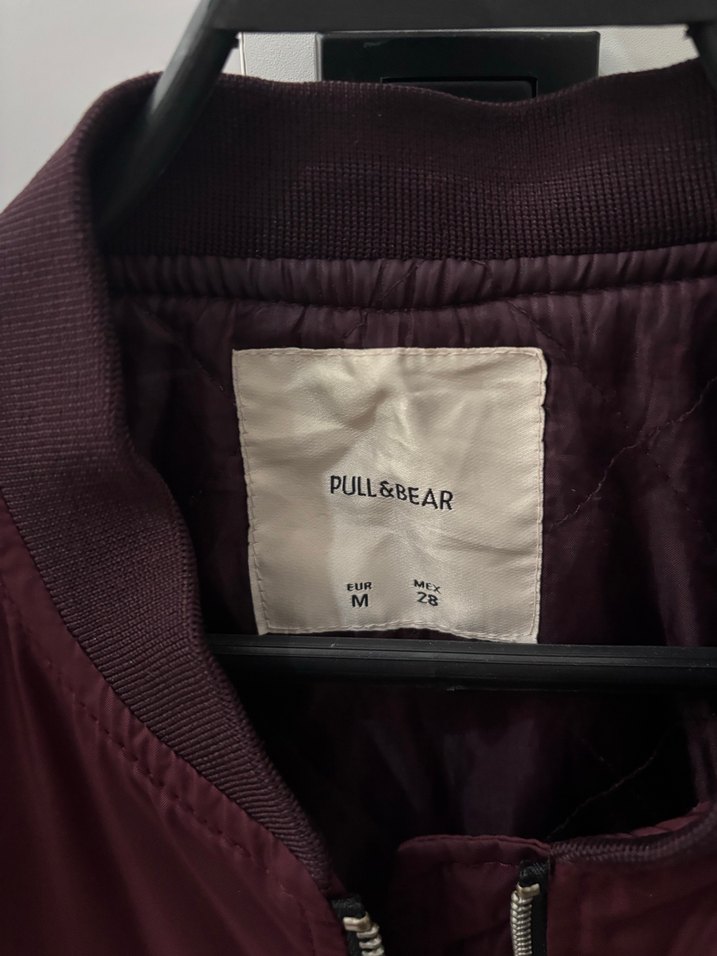 Bordo Fermuarlı erkek bomber Ceket - Görsel 2