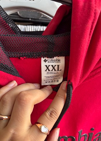 xxl Beden Columbia Kırmızı Kapüşonlu Spor Sweatshirt