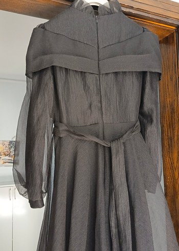 38 Beden Uzun Siyah Gotik Drapeli Kadın Abiye Elbise