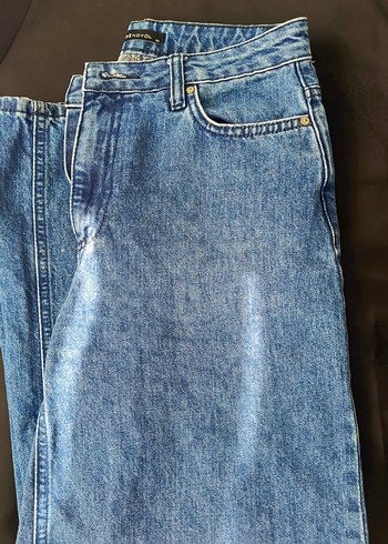 Mavi Parlak Loose Fit Kadın Denim Pantolon