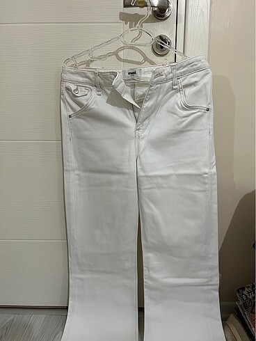 m Beden beyaz Renk Mavi wide leg high rise pantolon