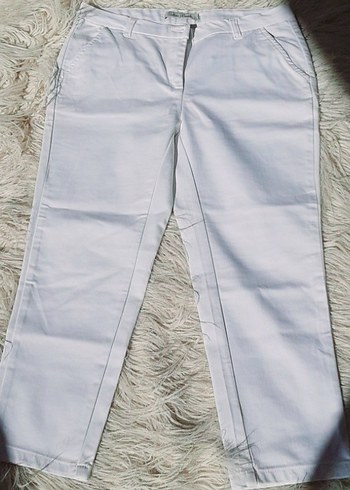 Beyaz Kadın Midi Kumaş Pantolon - Görsel 8