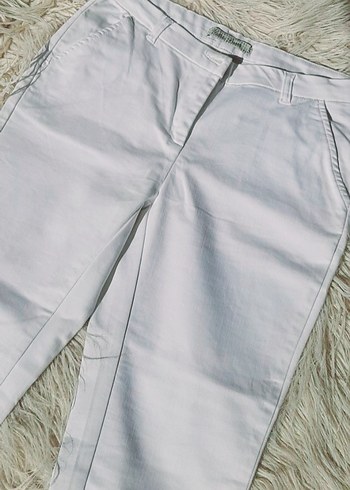 Beyaz Kadın Midi Kumaş Pantolon - Görsel 6