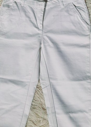 Beyaz Kadın Midi Kumaş Pantolon - Görsel 7