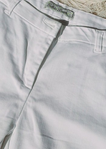 Beyaz Kadın Midi Kumaş Pantolon - Görsel 5