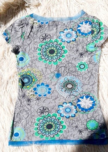 Bohem Çok Renkli Dantel Detaylı Kadın Tişört - Görsel 4