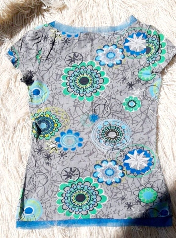 Bohem Çok Renkli Dantel Detaylı Kadın Tişört - Görsel 4