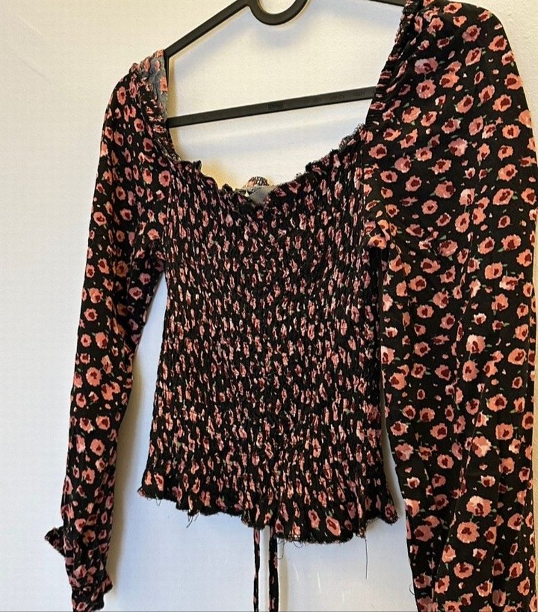 Pembe Desenli Uzun Kollu Bohem Bluz - Görsel 2