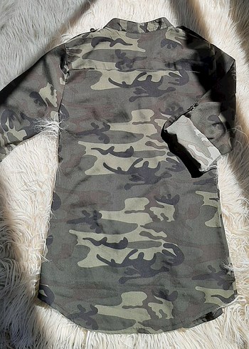 Kadın Kamuflaj Desenli Uzun Gömlek - Görsel 6