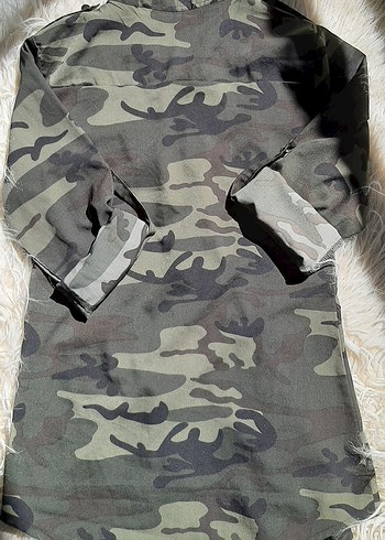 Kadın Kamuflaj Desenli Uzun Gömlek - Görsel 7