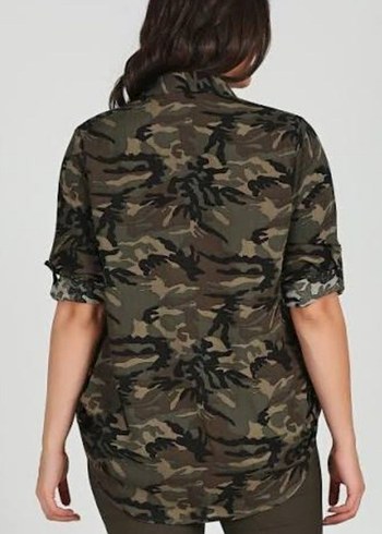 Kadın Kamuflaj Desenli Uzun Gömlek - Görsel 2