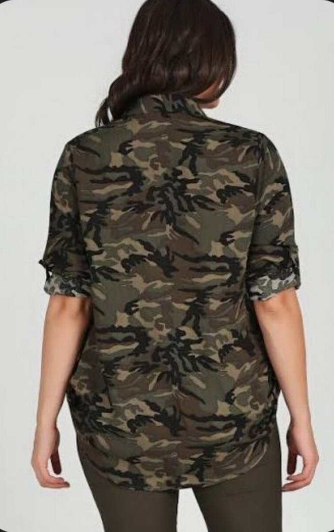 Kadın Kamuflaj Desenli Uzun Gömlek - Görsel 2