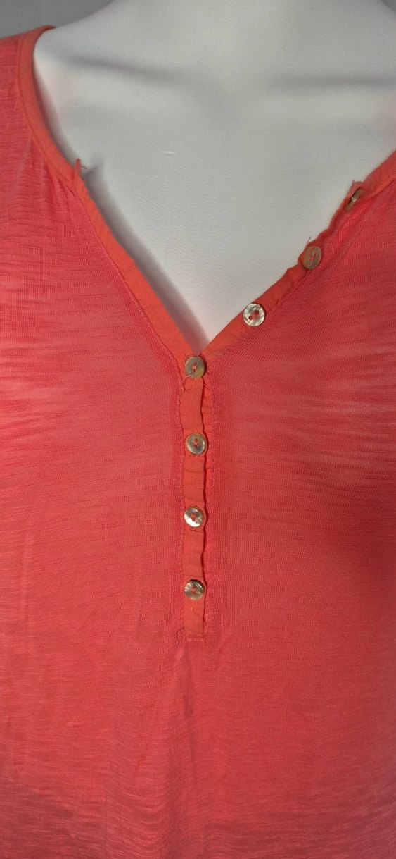 Düğmeli V Yaka Pembe Tunik - Görsel 3