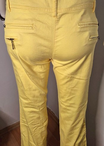 Sarı Fermuarlı Kadın Kumaş Pantolon - Görsel 8