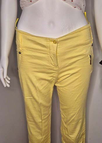 Sarı Fermuarlı Kadın Kumaş Pantolon - Görsel 7