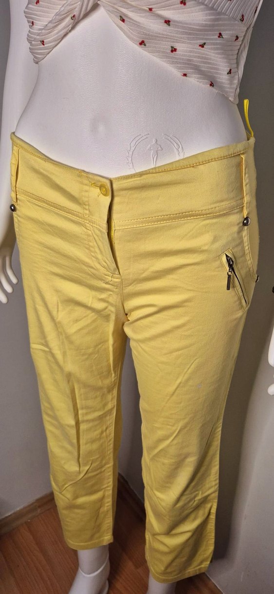 Sarı Fermuarlı Kadın Kumaş Pantolon - Görsel 4