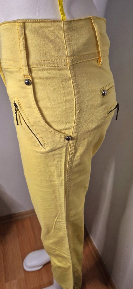 Sarı Fermuarlı Kadın Kumaş Pantolon - Görsel 2